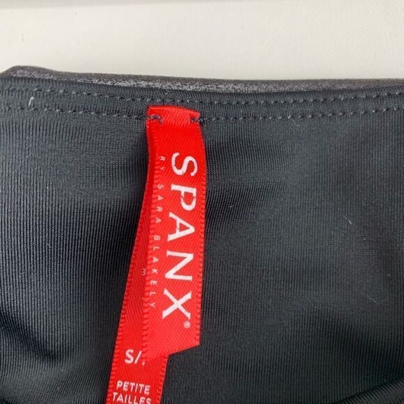 Spanx Women's Faux Leather Leggings Elastic Waist Stretch High Rise Black - Picture 4 of 6